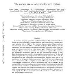 @omarsar0: Highly recommended read. AI-written text is everywhere on the web now. This study measured how much....