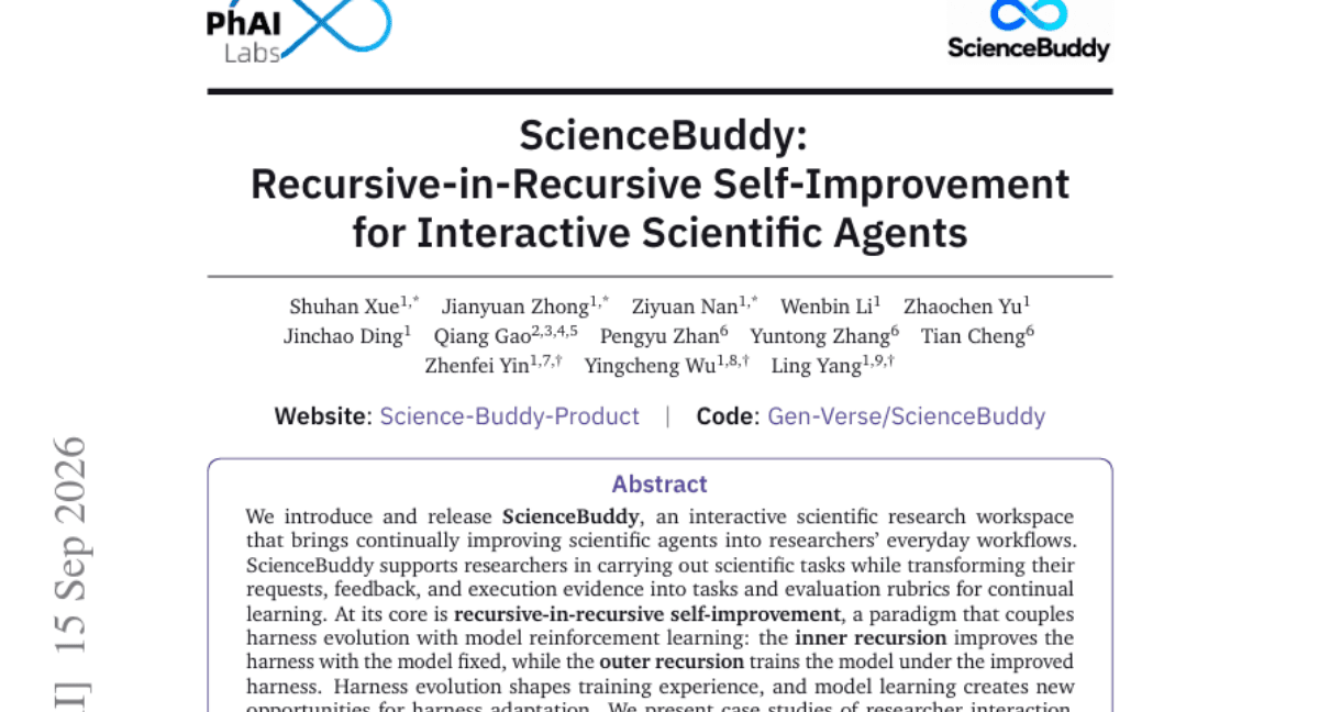 ScienceBuddy: Recursive-in-Recursive Self-Improvement for Interactive Scientific Agents