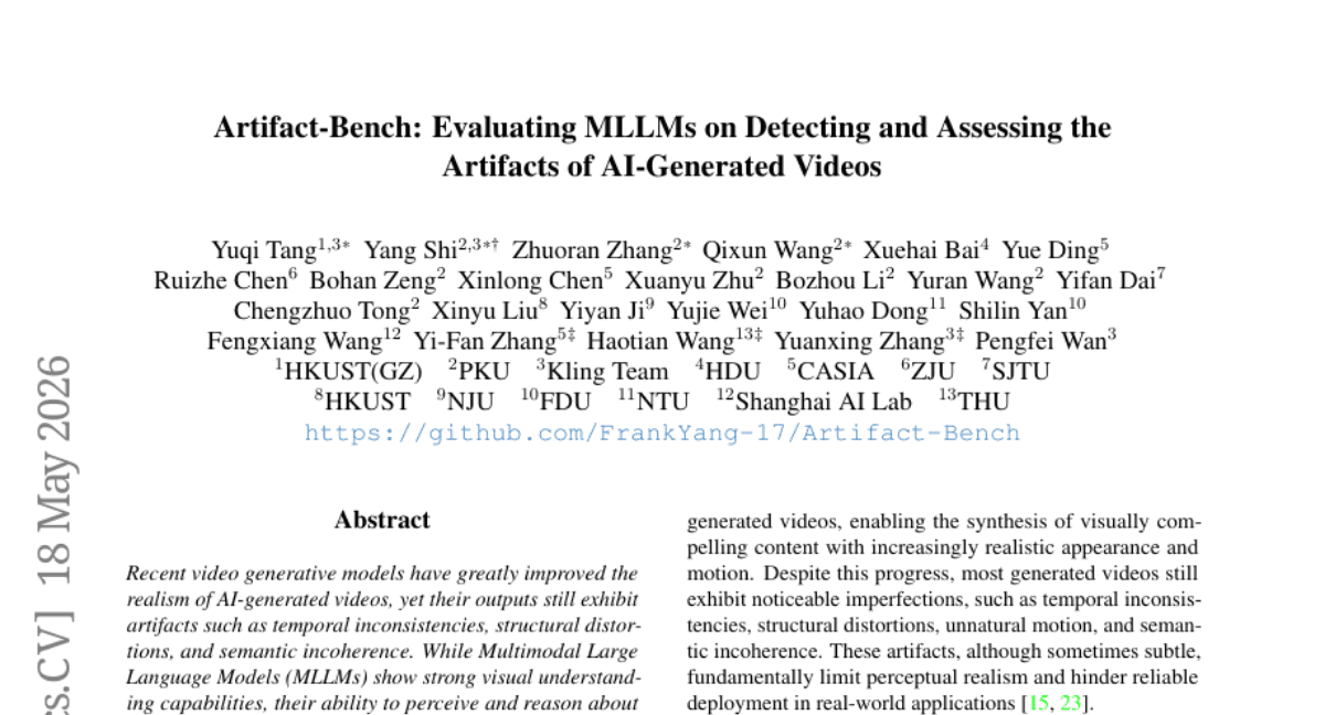 Artifact-Bench: Evaluating MLLMs on Detecting and Assessing the Artifacts of AI-Generated Videos