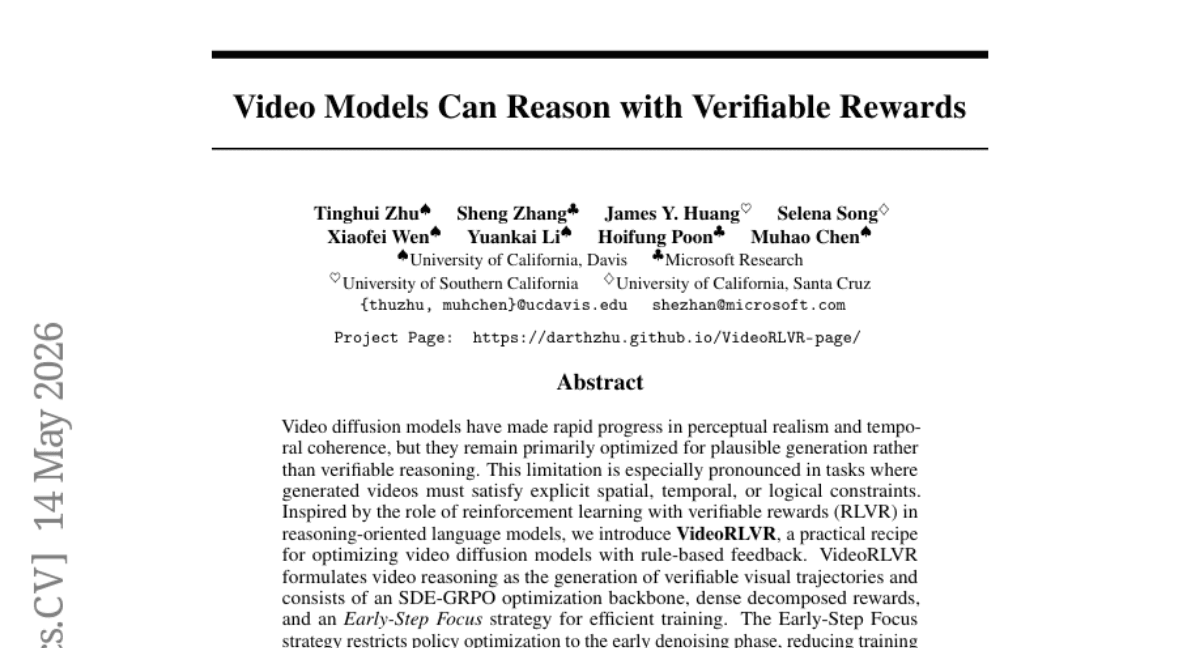 Video Models Can Reason with Verifiable Rewards