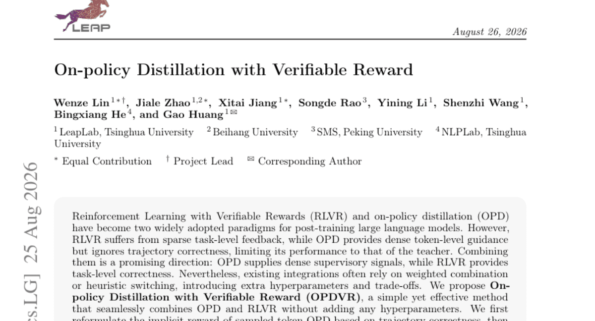 On-policy Distillation with Verifiable Reward