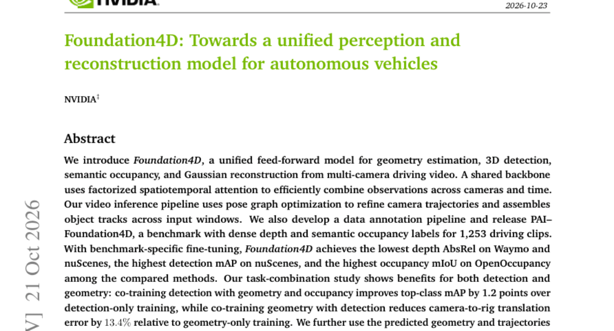 Foundation4D: Towards a unified perception and reconstruction model for autonomous vehicles