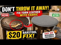 How To Reupholster a Bar Stool Seat | Fix Torn Leather with Fabric (DIY Beginner Guide)