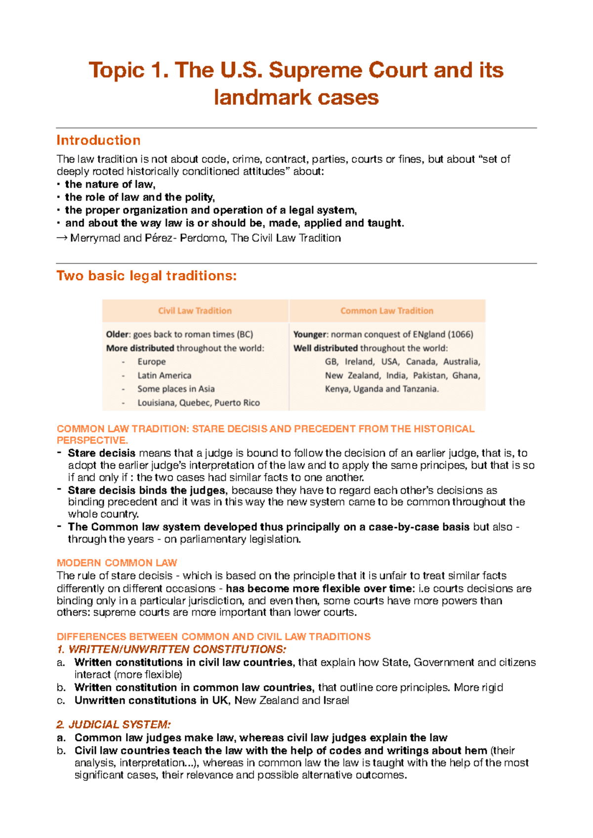 Common Law: Analysis of U.S. Supreme Court Landmark Cases