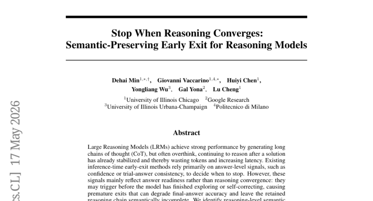 Stop When Reasoning Converges: Semantic-Preserving Early Exit for Reasoning Models