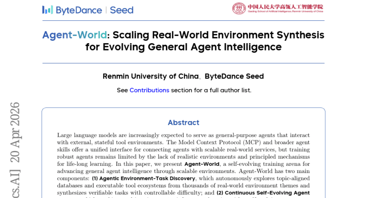 Agent-World: Scaling Real-World Environment Synthesis for Evolving General Agent Intelligence