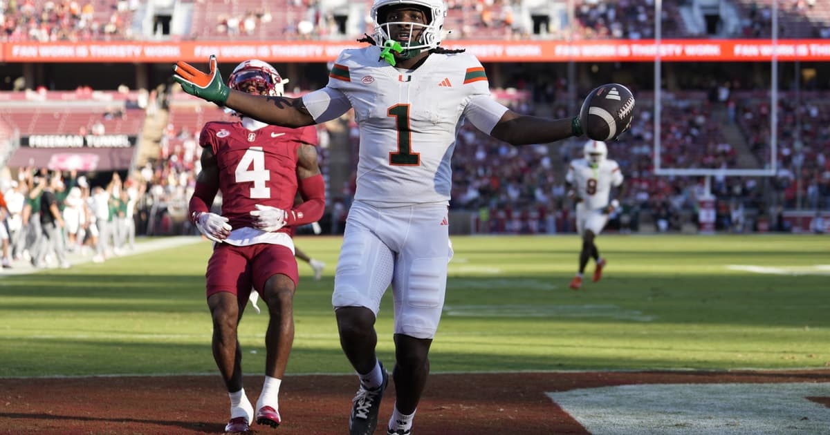 Toney Breaks Miami Single-Game Receiving Record in 45-6 Rout of ...