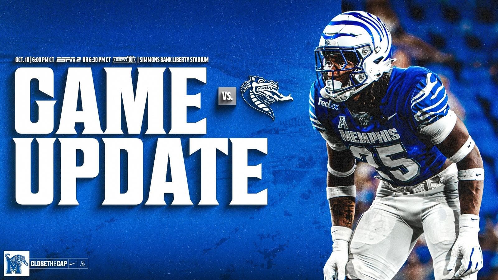 Memphis-UAB Set for 6 p.m. Kick on ESPN2