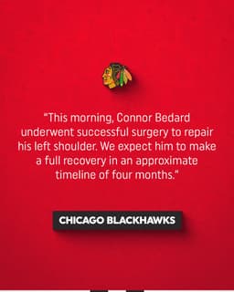 @NHLBlackhawks: Injury Update on Connor Bedard ❤️ https://t.co/v1SXNAdSp8