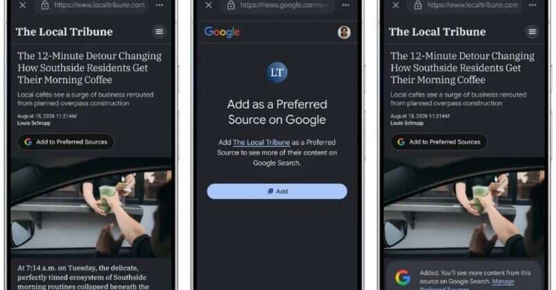 Google adds one-click 'preferred source' link for users in ...