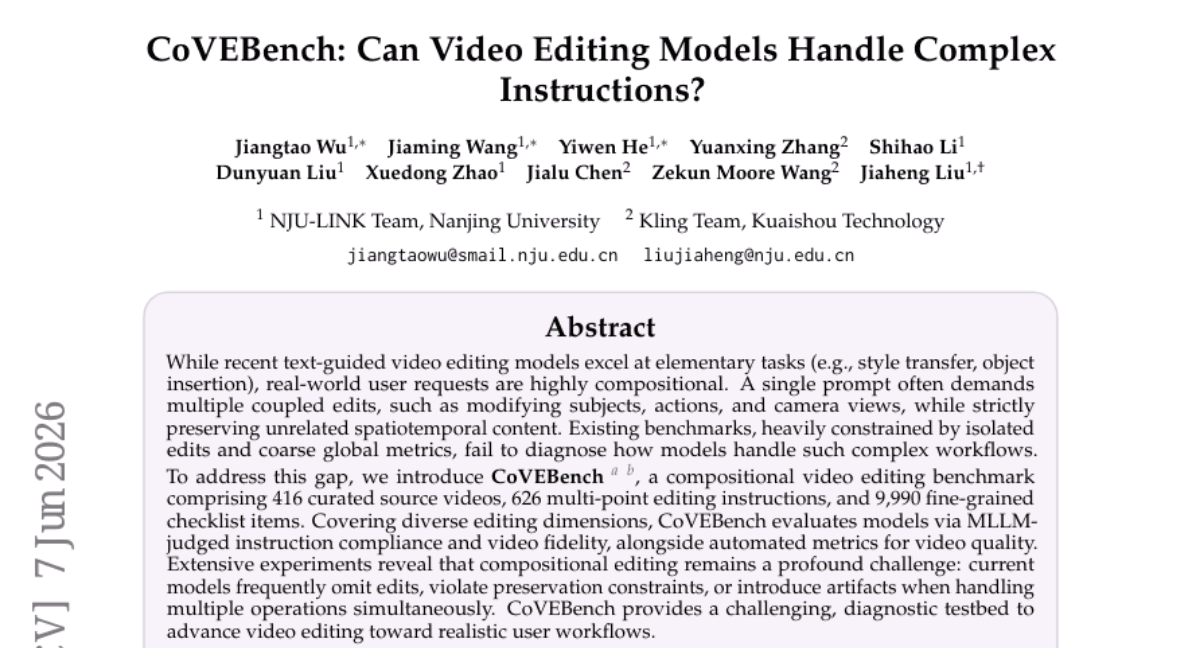 CoVEBench: Can Video Editing Models Handle Complex Instructions?