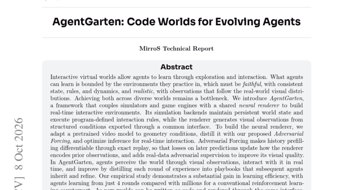 AgentGarten: Code Worlds for Evolving Agents