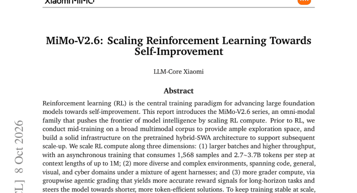 MiMo-V2.6: Scaling Reinforcement Learning Towards Self-Improvement