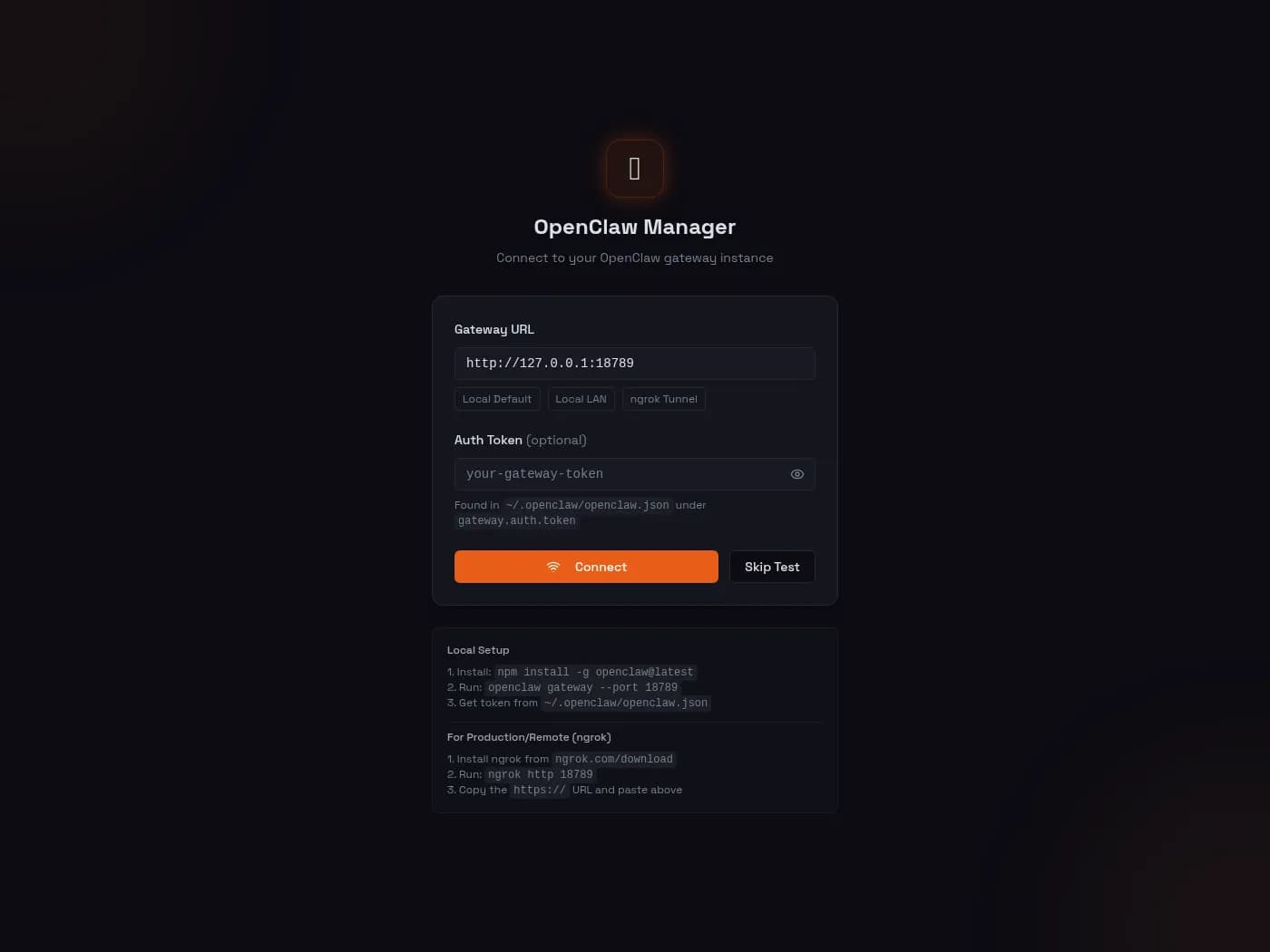 OpenClaw Manager UI - Blink