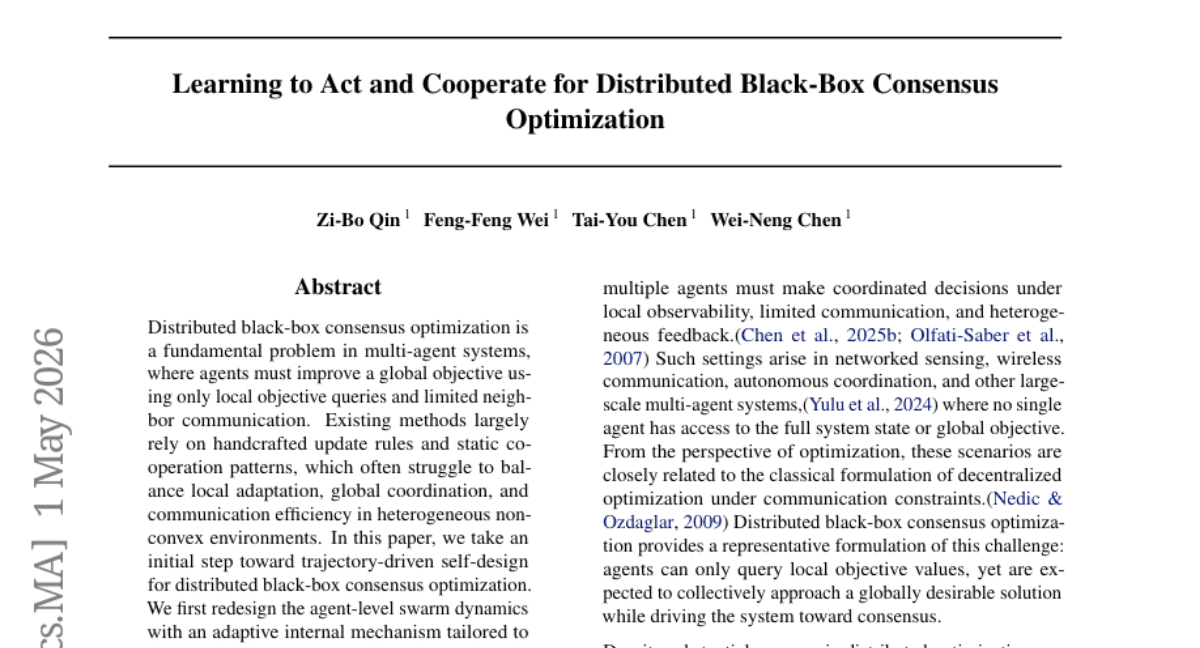 Learning to Act and Cooperate for Distributed Black-Box Consensus Optimization