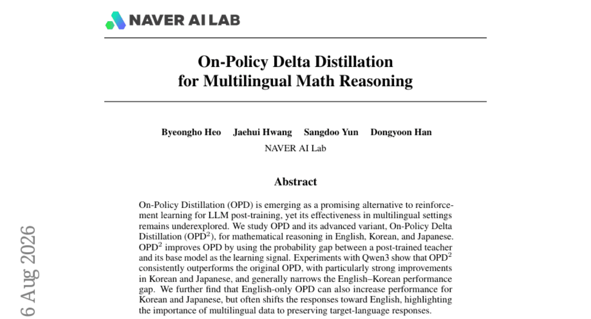 On-Policy Delta Distillation for Multilingual Math Reasoning