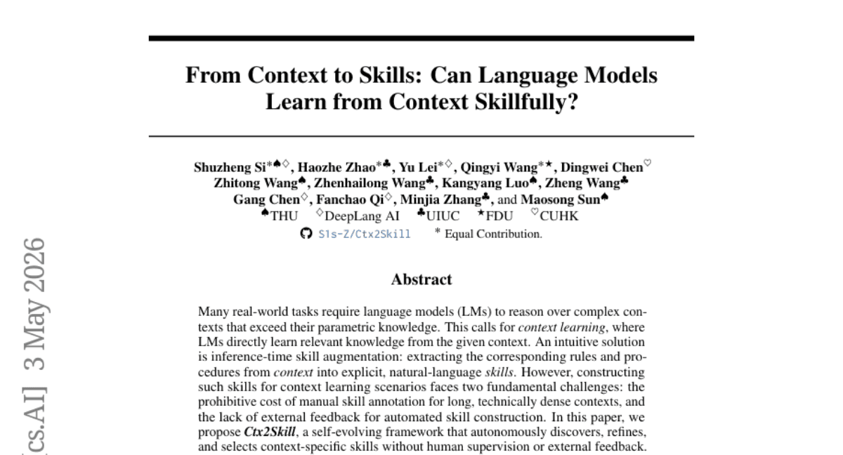From Context to Skills: Can Language Models Learn from Context Skillfully?