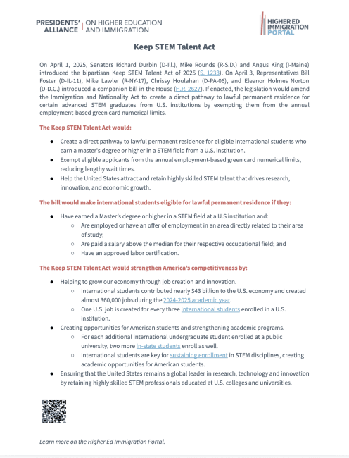 Explainer: Keep STEM Talent Act
