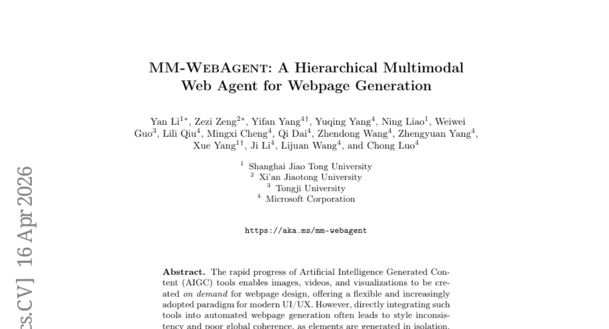 MM-WebAgent: A Hierarchical Multimodal Web Agent for Webpage Generation