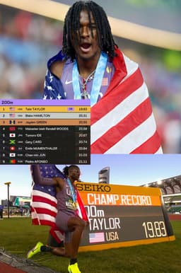 @LylesNoah reposted: CHAMPIONSHIP RECORD!!🔥

Tate Taylor 🇺🇸 dominated the men's 200m final at the Wor...