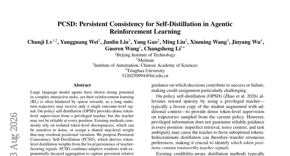 PCSD: Persistent Consistency for Self-Distillation in Agentic Reinforcement Learning