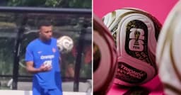 Kylian Mbappe takes a long look at new World Cup ball in ...
