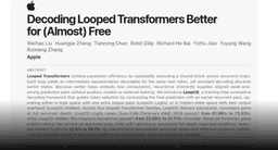 Decoding Looped Transformers Better for (Almost) Free