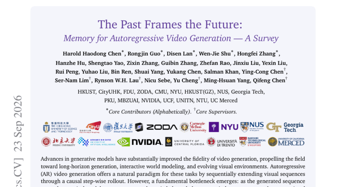 The Past Frames the Future: Memory for Autoregressive Video Generation