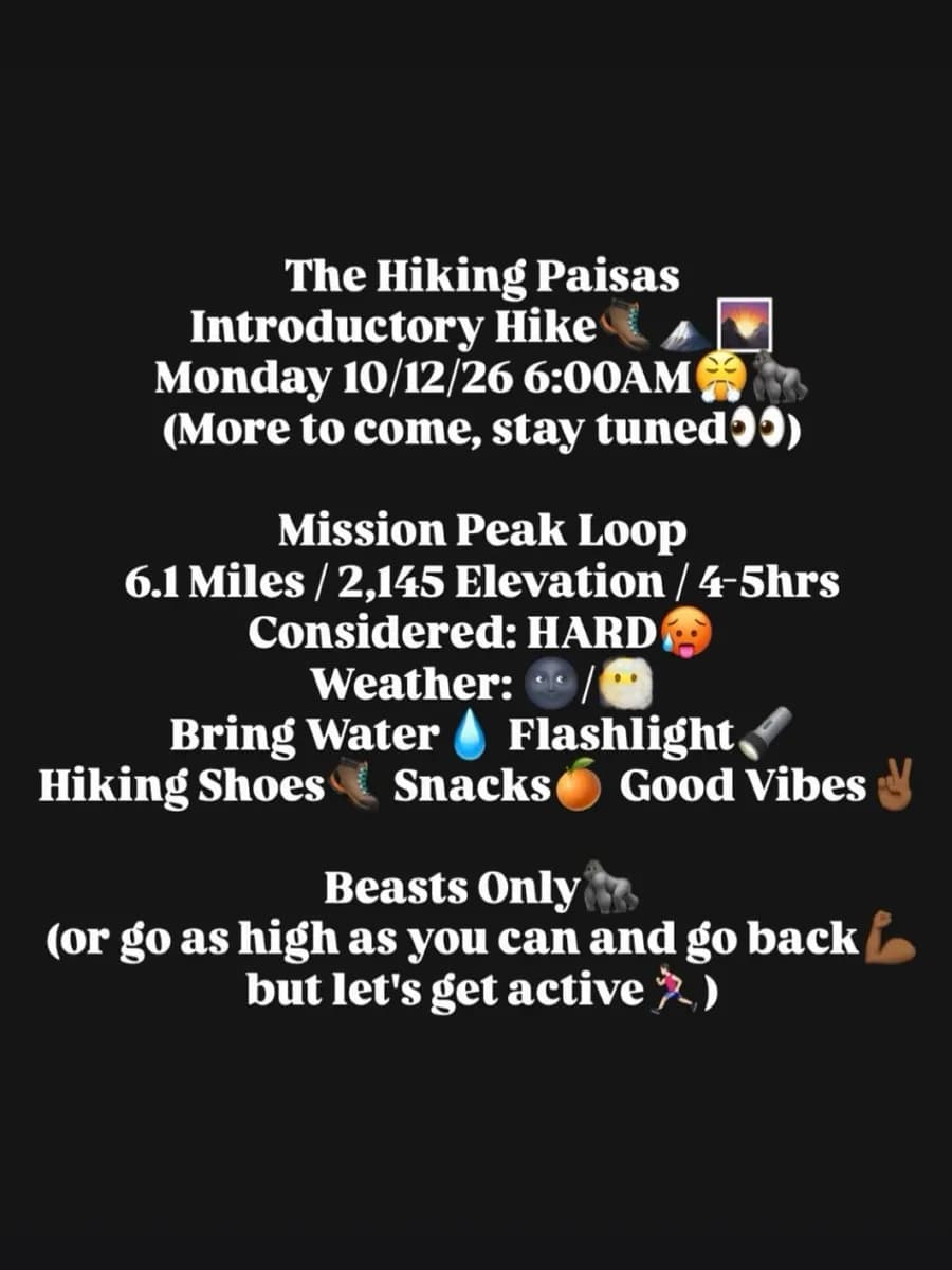 The Hiking Paisas Next Hike at Bay Area in San Francisco