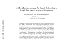 AGE: Adaptive-masking for Graph Embedding in Graph Retrieval-Augmented Generation