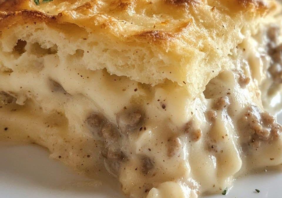 The Ultimate Comfort Breakfast Biscuits and Gravy Hashbrown Casserole