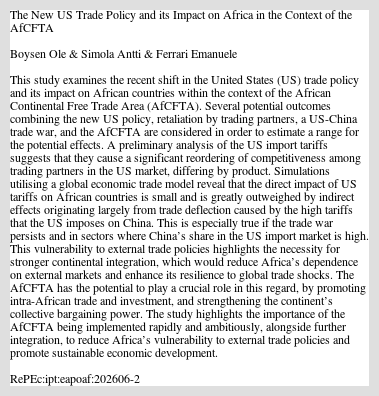 The New US Trade Policy and its Impact on Africa ...