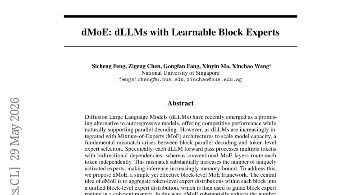 dMoE: dLLMs with Learnable Block Experts