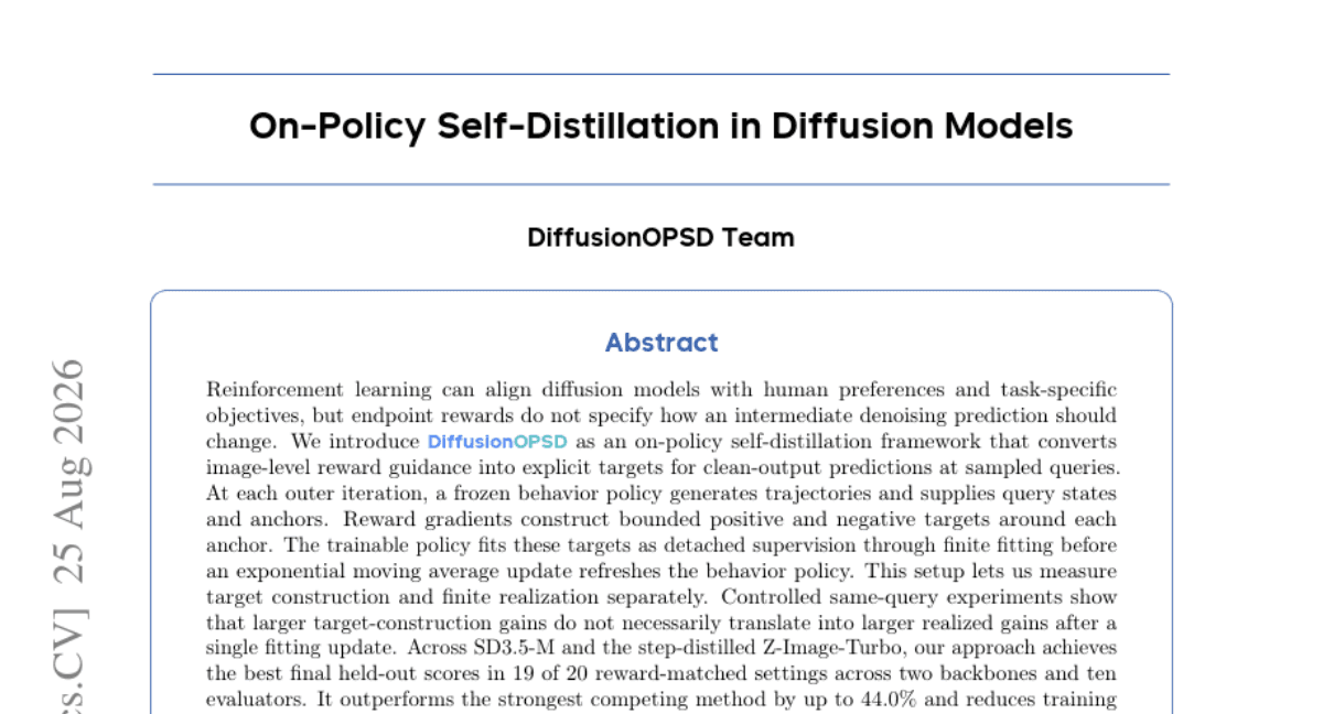 On-Policy Self-Distillation in Diffusion Models