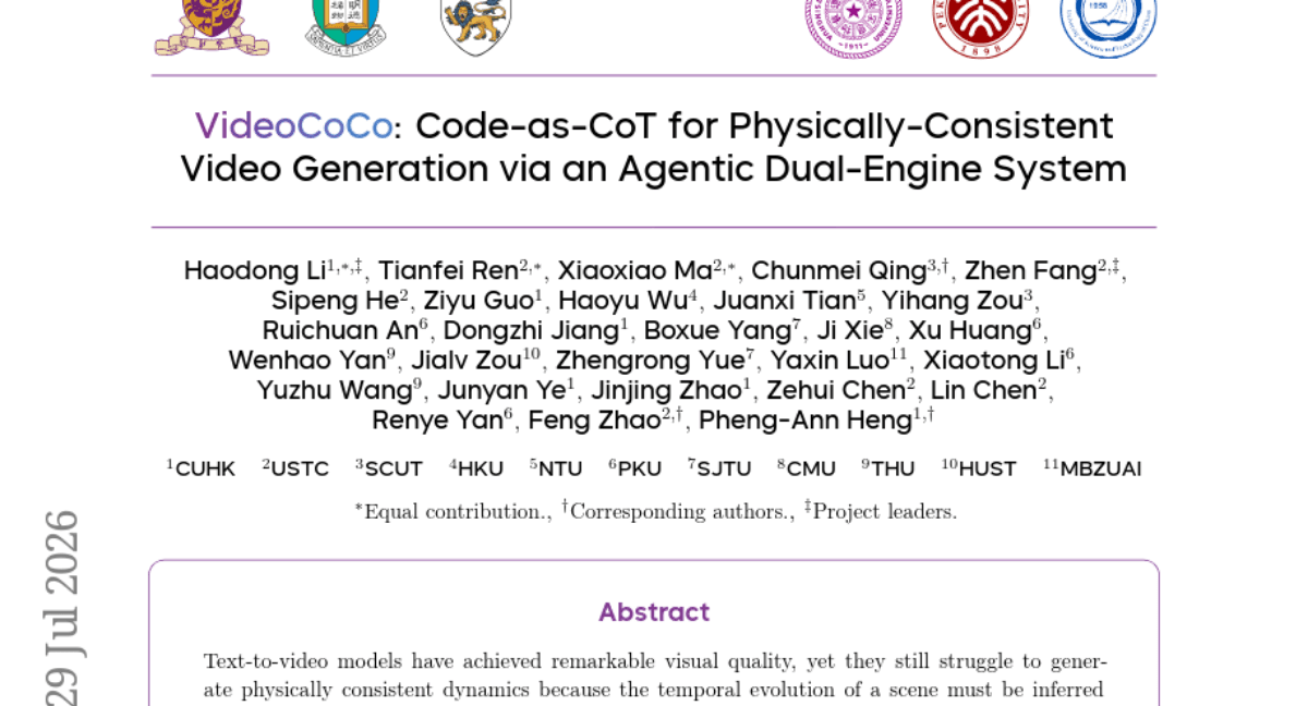 VideoCoCo: Code-as-CoT for Physically-Consistent Video Generation via an Agentic Dual-Engine System