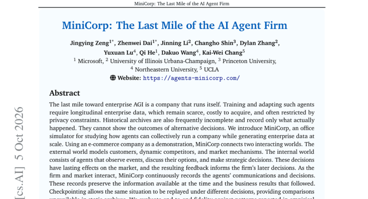 MiniCorp: The Last Mile of the AI Agent Firm