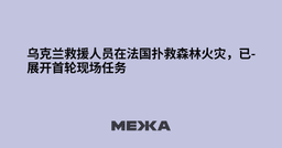 乌克兰救援人员在法国扑救森林火灾，已展开首轮现场任务