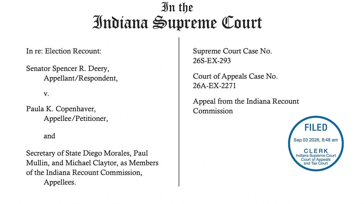 Indiana Supreme Court stops ballot distribution until it decides Senate Dist. 23 recount appeal