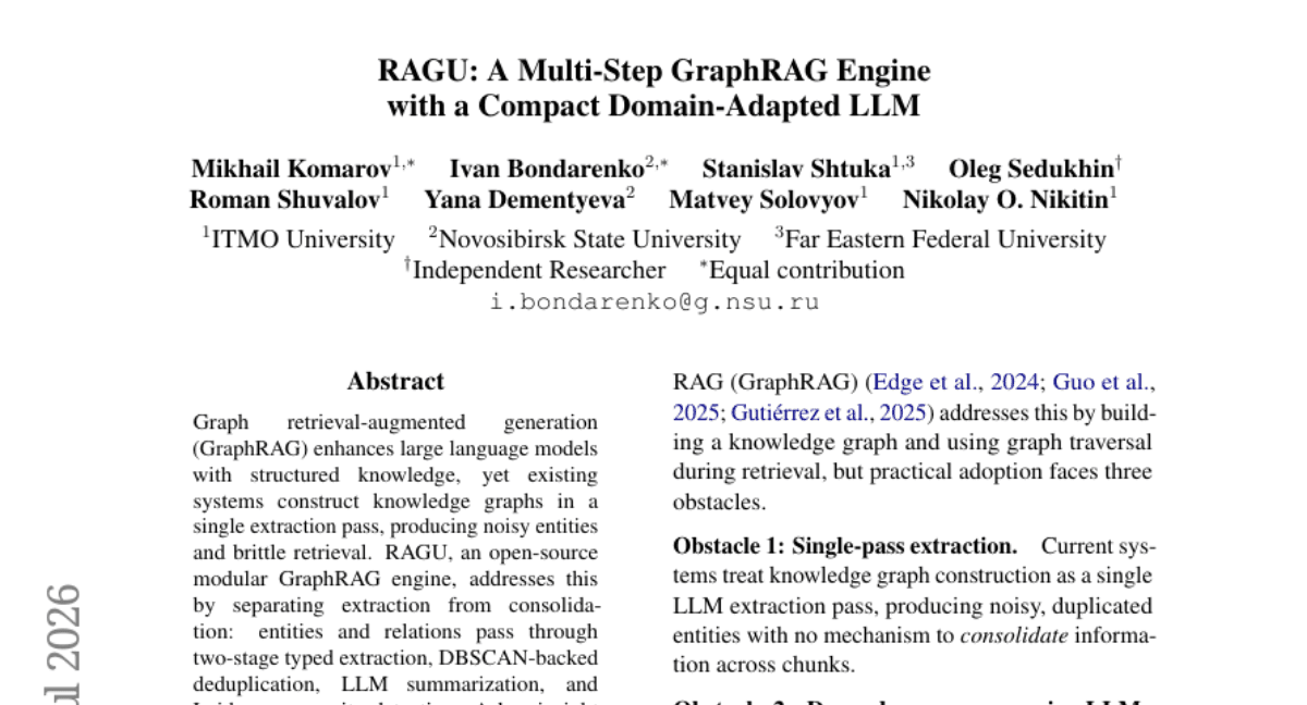 RAGU: A Multi-Step GraphRAG Engine with a Compact Domain-Adapted LLM