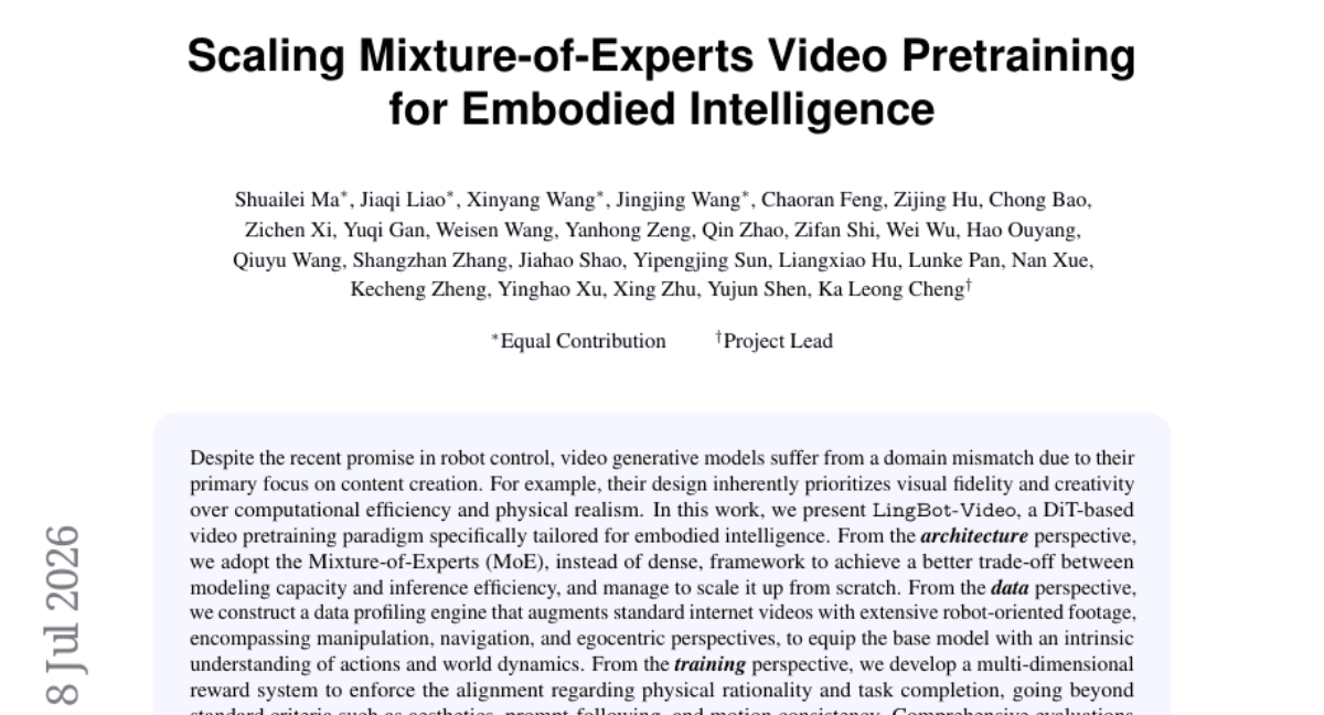 Scaling Mixture-of-Experts Video Pretraining for Embodied Intelligence