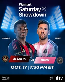 @MLS: Battle at the Benz. 🏟️

Watch @ATLUTD vs. @InterMiamiCF for @Walmart Saturday Showdown at 7:30pm ET ...