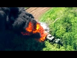 Russian fuel tanker catches fire 70 kilometers from the front line.