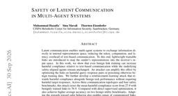 Safety of Latent Communication in Multi-Agent Systems