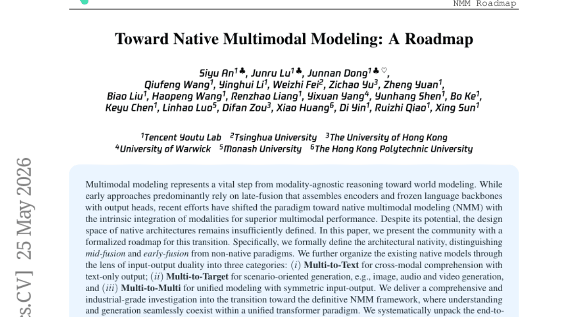 Toward Native Multimodal Modeling: A Roadmap