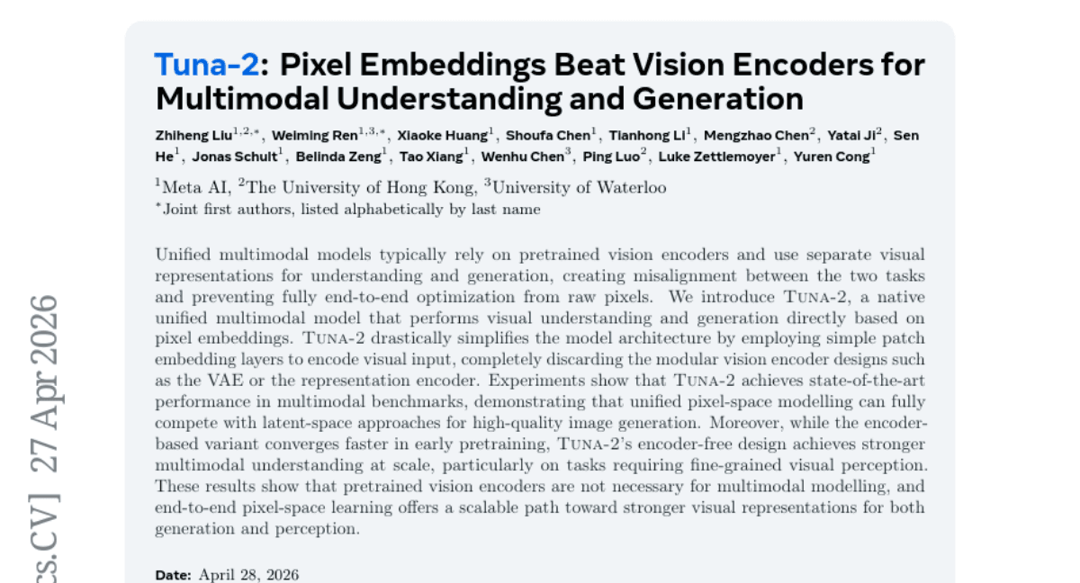 Tuna-2: Pixel Embeddings Beat Vision Encoders for Multimodal Understanding and Generation
