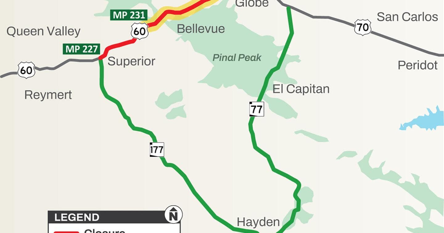 Full closure scheduled on U.S. 60 between Superior and ...