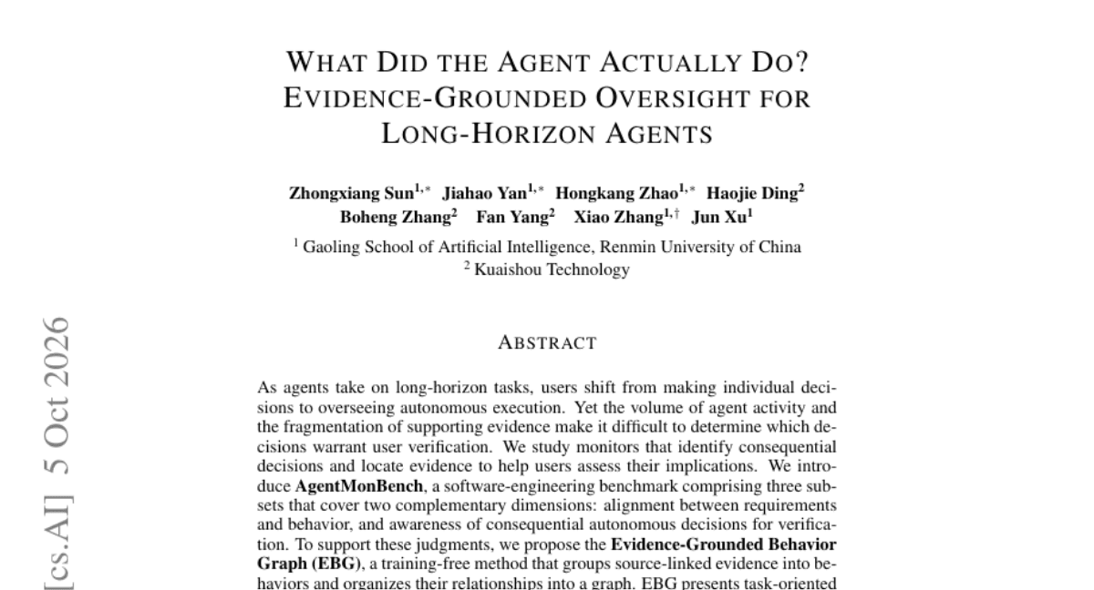 What Did the Agent Actually Do? Evidence-Grounded Oversight for Long-Horizon Agents