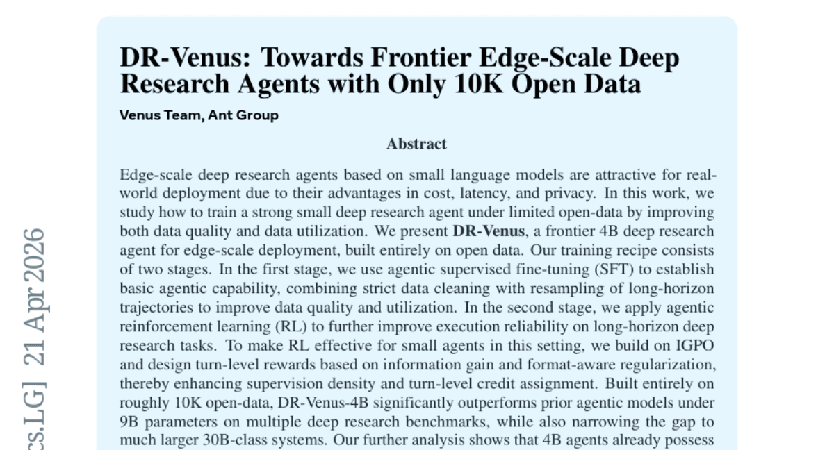 DR-Venus: Towards Frontier Edge-Scale Deep Research Agents with Only 10K Open Data