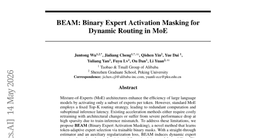 BEAM: Binary Expert Activation Masking for Dynamic Routing in MoE