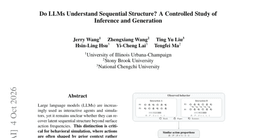 Do LLMs Understand Sequential Structure? A Controlled Study of Inference and Generation